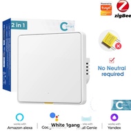 Smatrul White 1 Gang Tuya Zigbee Smart Wall Light Button Switch No Neutral No Capacitor Required Wit