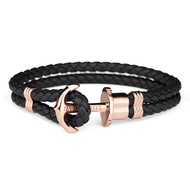 Paul Hewitt | Rose Gold Buckle Leather Bracelet Black