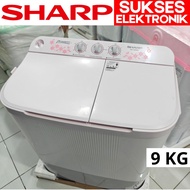 MESIN CUCI 2 TABUNG SHARP 9 KG ES-T90MW / WASH MACHINE 9KG 9 KILO ES T90MW 90 MW 90MW