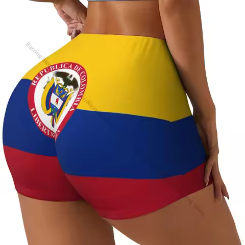 Women's Yoga Shorts Flag Of The President Of Colombia Scrunch Booty Butt Lifting Comfort Fitness Gym