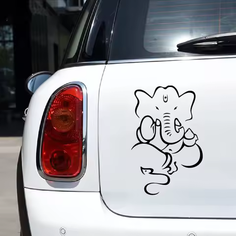 Namaste Ganesha Vinyl Sticker Car Window Decor, Elephant Buddha Lotus Laoptop Art Decal for Apple Ma