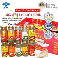 Mix 5 flavors 10 bottles of Sakanest Bird's Nest steamed with DT, DP, NS, TV, HC 39% Khanh Hoa fresh