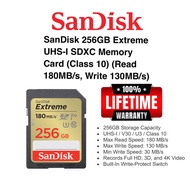 (SANDISK OFFICIAL)SANDISK 256GB 180mbs EXTREME UHS-I SDXC ORIGINAL LIFETIME WARRANTY