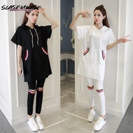 Suit Fashion Women's Summer Dress Plus Size Clothing Fat Sister Sports Mid-Sleeved T-Shirt Two-Piece