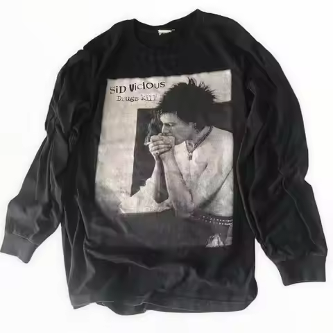 Y2k Graphic Men Hip Hop T-shirts Vintage Harajuku Oversized Long Sleeve Tee Tops Streetwear Tshirt U