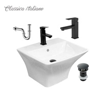 Wastafel basin keramik semi-pedestal CLASSICA ITALIANO modern anti noda