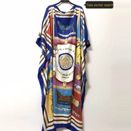 Africa Fashion Blogger Recommend Popular printed Silk Kaftan Maxi dresses Loose Summer Beach Bohemia