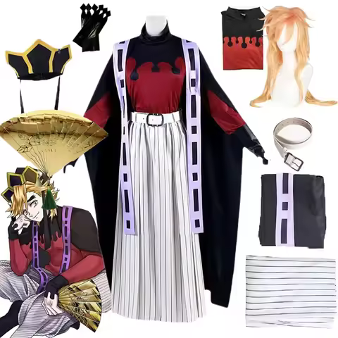 Anime Douma Cosplay Costume Wig Fan doma Douma Cosplay Kimono Outfit unisex Halloween Carnival Costu
