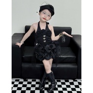 (DESIGNER) HK95 Luxurious silk dress with stone bow 7-40kg