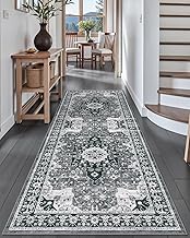 DEXI Hallway Washable Runner Rug 3x7, Vintage Soft Thin Kitchen Runner with Non Slip Backing, Farmho
