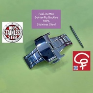 Butterfly BUCKLE WATCH PUSH BUTTON FOLD CLAPS STRAP STAINLESS STEEL