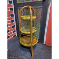 Bakul Bawang Rotan 3 Tingkat Saiz L (STOK BARU)