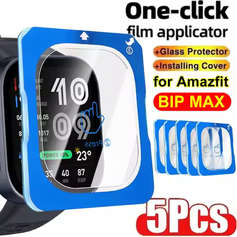 1-5PCS Tempered Glass For Amazfit Bip Max Quick Installation 9H Premium HD Clear Screen Protector Fo