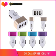 Charger USB Mobil 3 in 1 USB Car Charge 2 Ampere Charge Hp di Mobil 3 Port Multiple Smartphone Handp