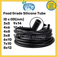 Silicone tube/ black tube hose tiub food grade 3x5 4x6 4x8 5x8 6x10 7x10 8x12 9x14 10x15 12x16 12x19