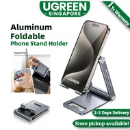 UGREEN Cell Phone Stand Adjustable Aluminum Mobile Phone Holder for Desk Compatible with iPhone 15 Pro Max 14 13 12 11 X 8 Plus 6 7 6S, Samsung Galaxy S23 S22 S21 S20 S10 S9 Smartphone Foldable Grey