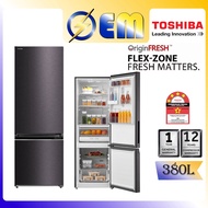 380L TOSHIBA 2 Door Fridge Dua Pintu Peti Sejuk | Origin Inverter &amp; FLEX-ZONE