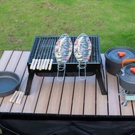 1/2/4pcs 42cm/16.5inch Portable Stainless Steel Fish Grill Rack With Long Handle Grill Basket, Sturd