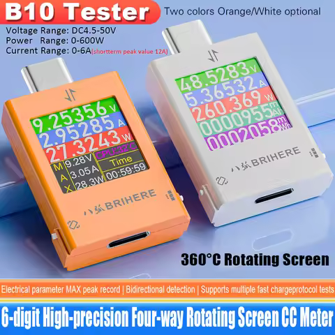 B10 DC 4.5-50V Type-c Multi-function Digital Display DC Voltage Ammeter Power Meter Cell Phone Charg