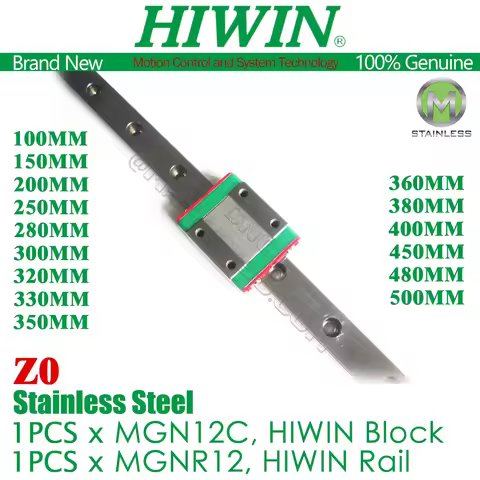 HIWIN MGN12 Rail MGN12C 100 200 300 400 500MM MGNR12C Linear Guide Carriage Block Stainless Steel Z0