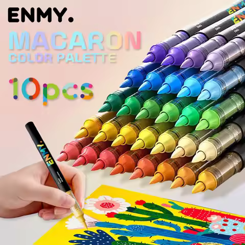 ENMY Acrylic Marker Pen 10pcs Direct Liquid Acrylic Paint Markers Pens Fabric Maca Canvas Rock Glass
