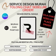 SERVICE DESIGN MURAH, SIMPLE MENU MAKAN, BANNER BUNTING, NAME CARD, STICKER