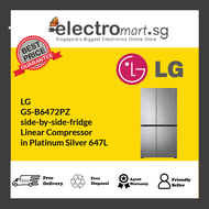 LG GS-B6472PZ side-by-side-fridge  Linear Compressor in Platinum Silver 647L