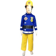 ◎❁✗Fireman Sam Dress Halloween Kids Firefighte Uniform for  Fireman Game Sam Cosplay Fire Suit  Boy