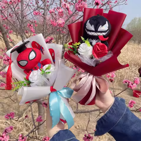 Genuine Spider-Man The Hulk Captain America Iron Man Plush Dolls Creative Bouquets Christmas Birthda