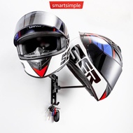 SMARTSIMPLE Motorcycle Helmet Wall Mount Rack with Double Hook 180 Rotation Helmets Display Holder H