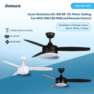 Acorn Rotatoire AC-108 48" AC Motor Ceiling Fan With 18W LED RGB and Remote Control