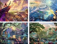 Ceaco - 4 in 1 Multipack - Thomas Kinkade - Disney Dreams Collection - Lion King, Peter Pan, Princes