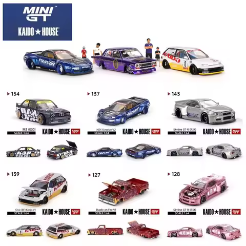 Kaido House x MINI GT FairladyZ Datsun 510 R34 Police R33 EF NSX M3 E30 Diecast Model Car