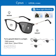 Cyxus Photochromic Sunglasses UV400 Blue light blocking glasses Square Frame Blue Light Glasses 8208