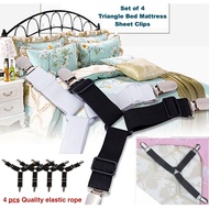 Ready Stock - 4 Pcs Bedsheet Clip Buckle Triangle Mattress Sheet Elastic Strap Holder Bed Klip Pengi