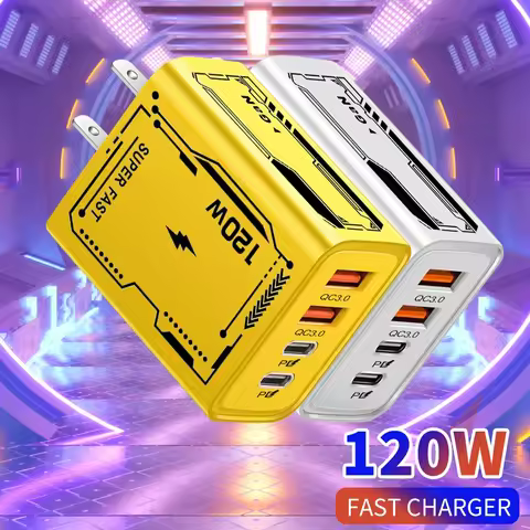 Total 120W USB C Charger Muti 4 Ports Type C PD Mobile Phone Quick Fast Charging Wall Adapter for iP