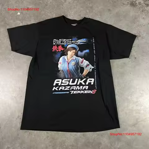 Tekken 8 Asuka Kazuma T Shirt Mens Large Black Video Game NERD Preowned vintage Washed Slightly Styl