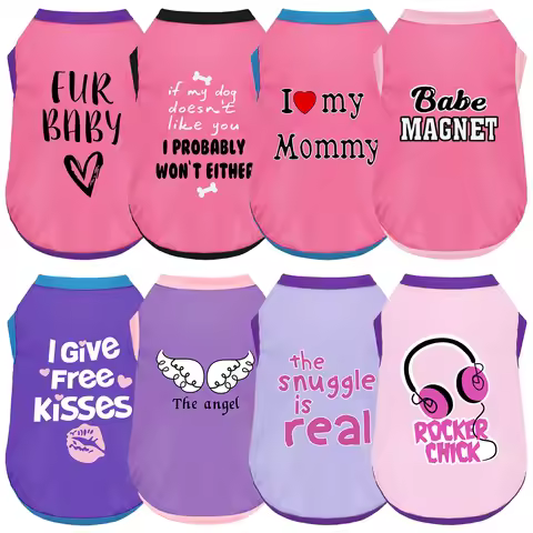 Puppy Fashion Boost: Discover our 8-Piece Playful Printed Dog Shirt Set for Small & Medium Dogs, Per