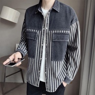 Denim Jackets Denim and autumn 3 trendy casual striped shirt style jacket for men's spring clothes jiahuiqi