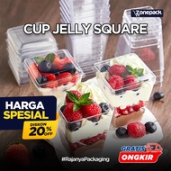 [ 10 PCS ] Cup Jelly Square + Tutup | Cup Dessert Cake Pudding | Tempat Makanan Gelas Pudding | Cup 