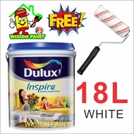 ( PROMOSI ) 18L ICI DULUX (WHITE) Inspire Interior Smooth Sheen Paint Finish ( FREE 7" ROLLER SET ) 