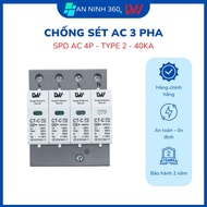Surge Protection SPD AC 3 Phase LW 4P 40kA – Type 2, Used for electrical cabinets & factories - C244