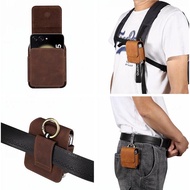 Skin Feel Retro Leather Case Universal Folding Cell phone Bag Clip Belt Ring Buckle Holster For Sams