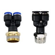 Pneumatic Fitting Y Shaped Tee  8 MM O.D Hose Tube  1/2" BSP Male Thread 3 way Air Coupler Connector
