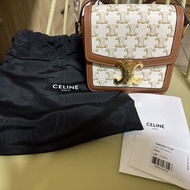 CELINE 標誌印花及牛皮TEEN TRIOMPHE凱旋門手袋
