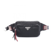 【二手】Prada PRADA 腰包/斜背包/鉚釘腰帶包 黑色尼龍皮革鉚釘腰帶包 女士二手 A