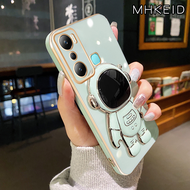 MHKEID Casing Ponsel untuk Infinix Hot 20 Play Hot 20i Zero 5G Case lucu kartun astronot dudukan pon