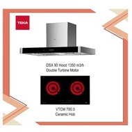 Teka DSX 90 Hood with Double Turbine Motor (1350m3/h) + VTCM700.3 Ceramic Hob with Free Gift