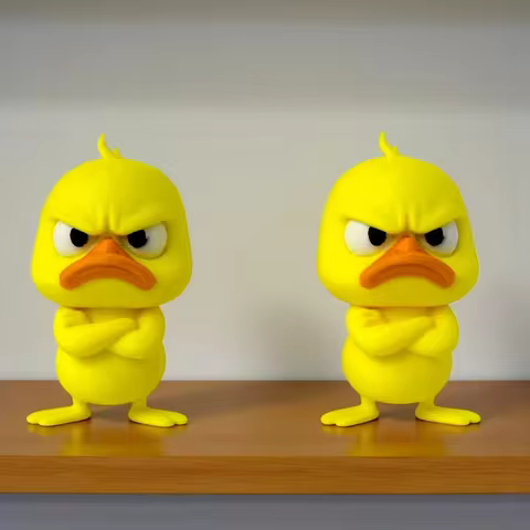 3D Printed Angry Duck Figurine - Expressive Resin Mini Desktop Pet, Cute Collectible for Desk, Gift
