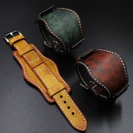 Leather Cuff Watch Band 20mm 22mm 24mm Watch Strap With Mat Wrist Protection Yellow Red Watchband For Fossil